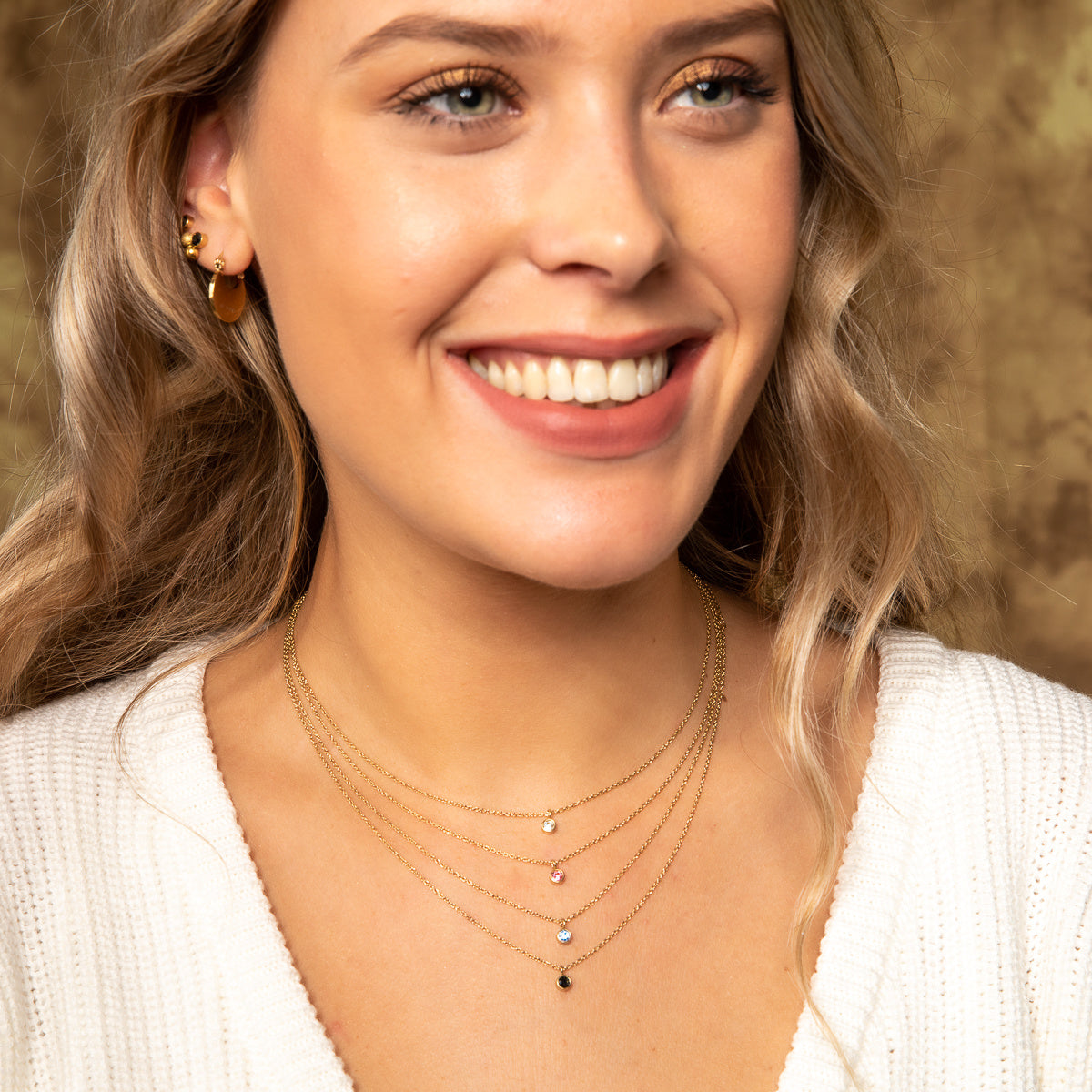 Gold Chain with Pink Zirconia Stone - Does Not Discolor
