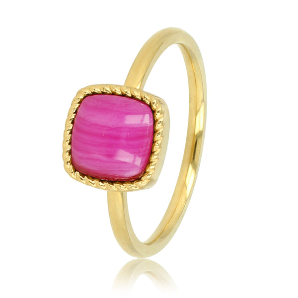 Gouden zegelring - Rose Stripe Agate - Zelfverzekerdheid