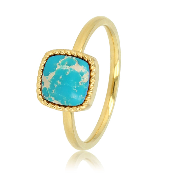 Gouden zegelring - vierkante Imperial Jasper edelsteen