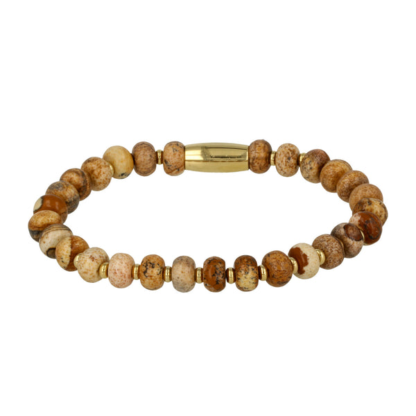 Gold Bracelet with Picture Jasper Gemstones