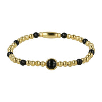Gemstone bracelet with Onyx charm and stainless steel