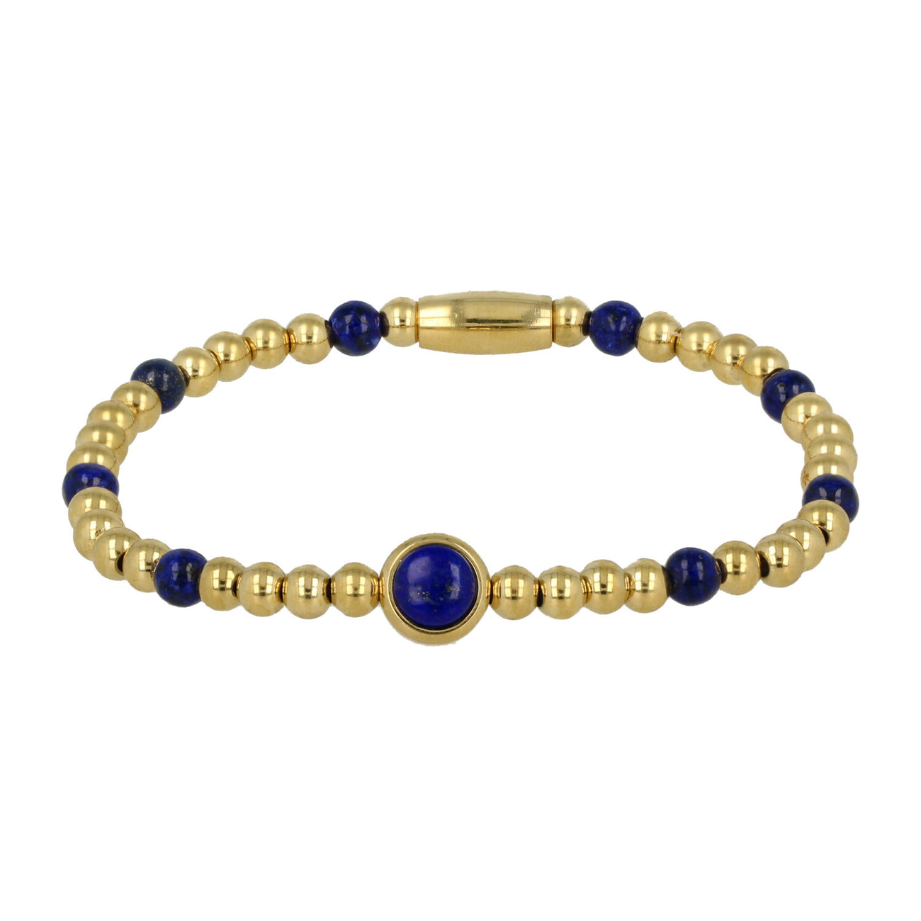 Gold Charm Bracelet with Lapis Lazuli Gemstone