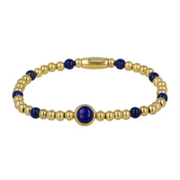 Gold Charm Bracelet with Lapis Lazuli Gemstone