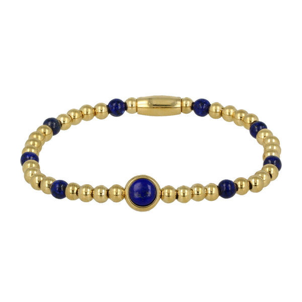 Gouden Bedelarmband met Lapis Lazuli Edelsteen