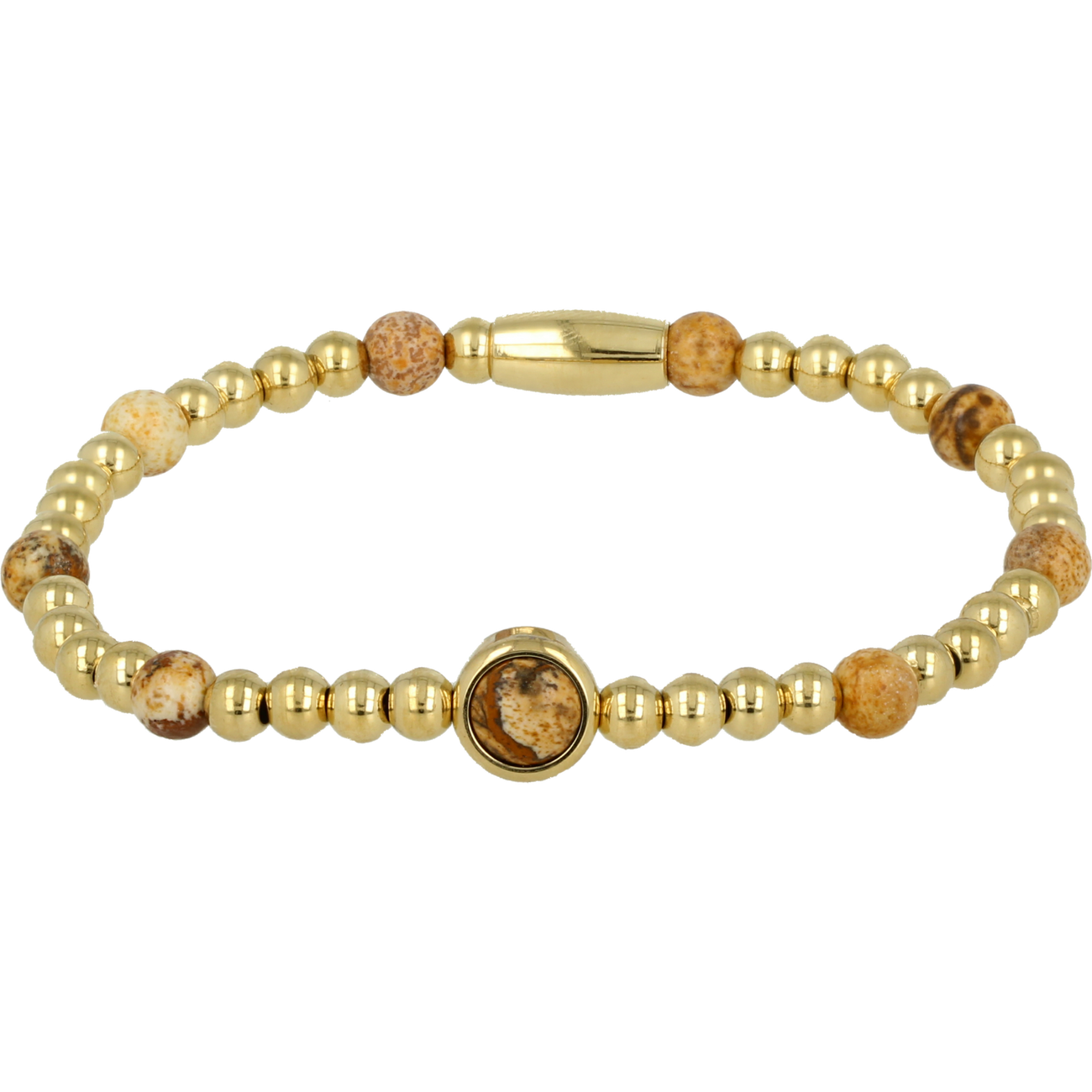 Gold Charm Bracelet with Picture Jasper Gemstone