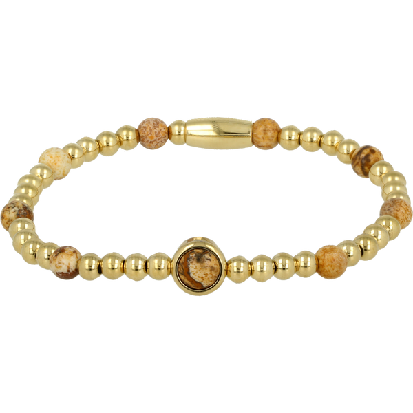 Gouden Bedelarmband met Picture Jasper Edelsteen