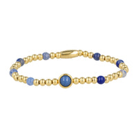 Gold Charm Bracelet with Blue Aventurine Gemstone