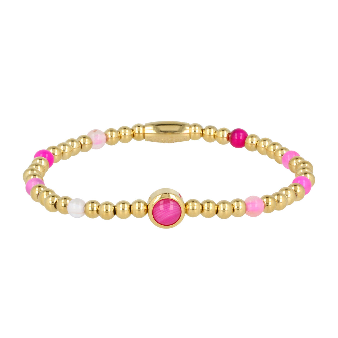 Gold charm bracelet with Rose Stripe Agate.
