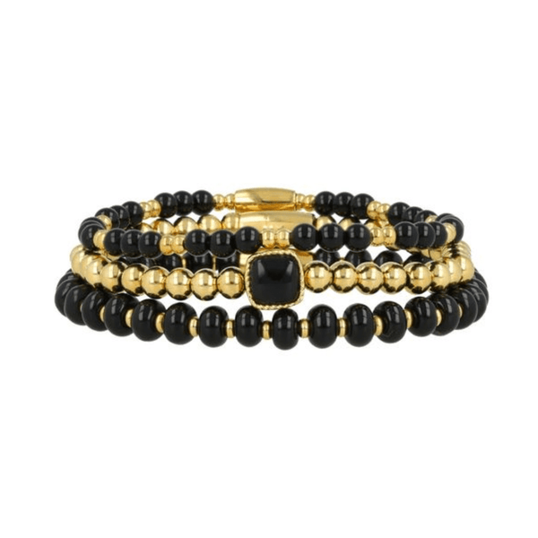 Onyx Armbanden Set - Gouden Edelstenen Sieraden - My Bendel