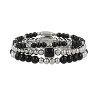 Onyx Armbanden Set - Zilver & Edelstenen Kralen