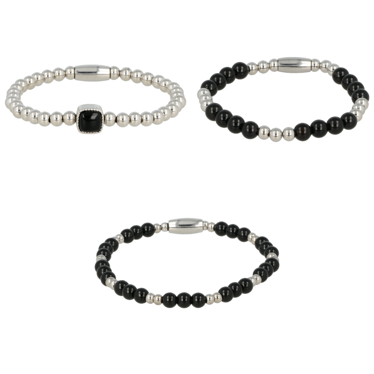 Onyx Armbanden Set - Zilver & Edelstenen Kralen - My Bendel