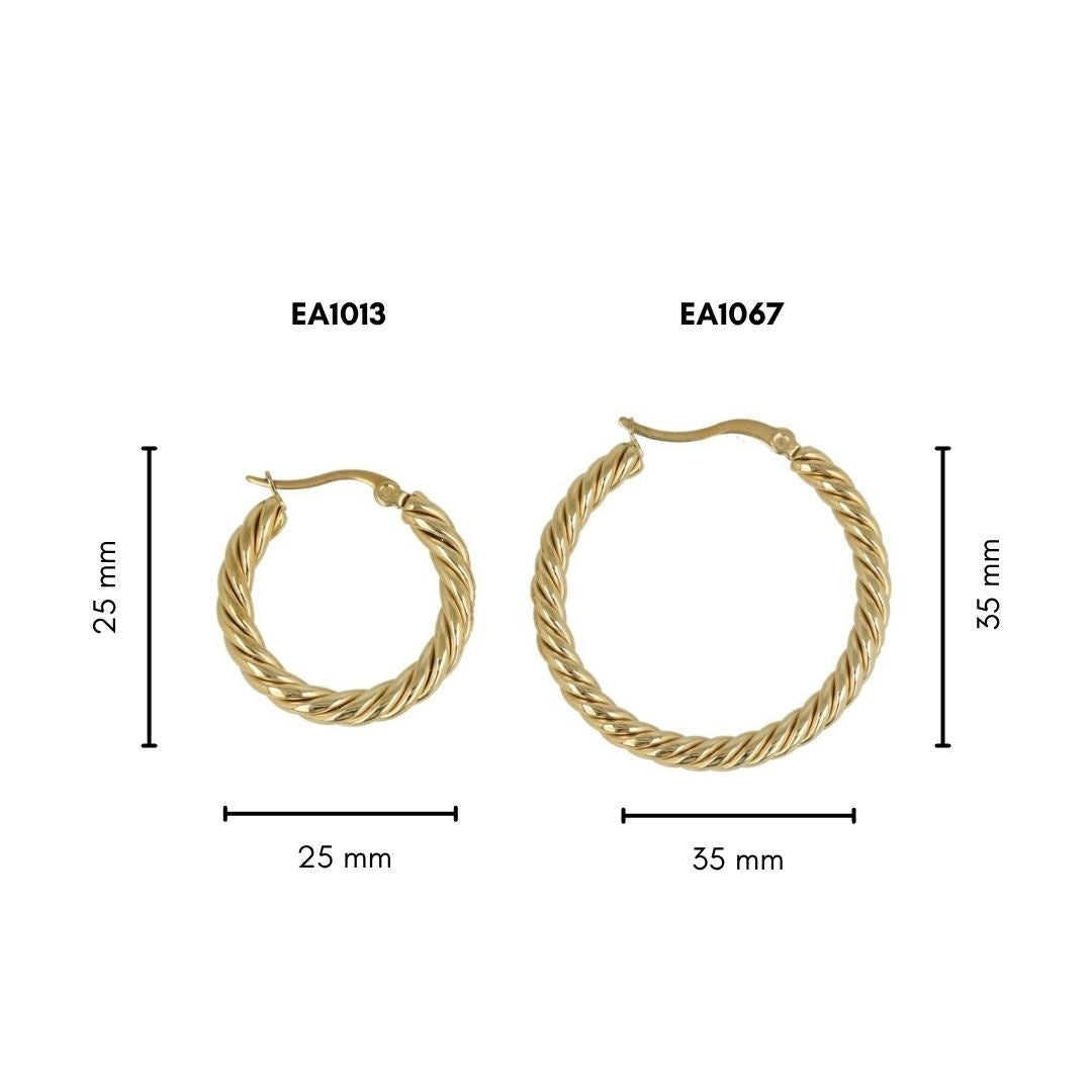 Radiant Golden Twists: Elegant Earrings 35mm