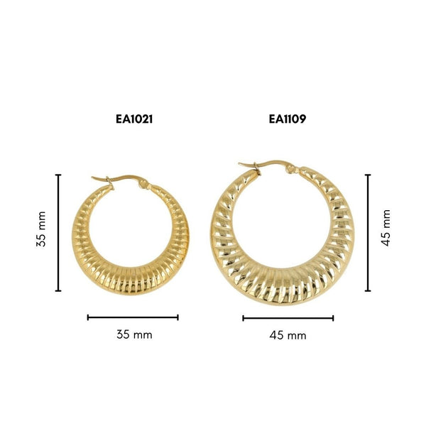 33 mm brede gouden oorring met unieke afwerking 33x7mm