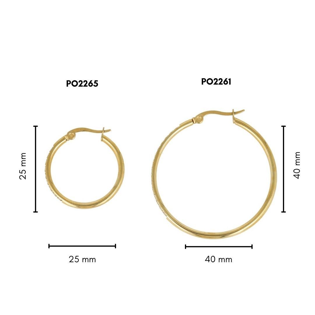 Stralende Gouden Oorringen met Zirkonia  25mm