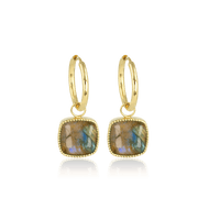 Oorbellen met Labradorite hanger - My Bendel