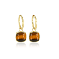 Oorbellen met Tiger Eye hanger - My Bendel