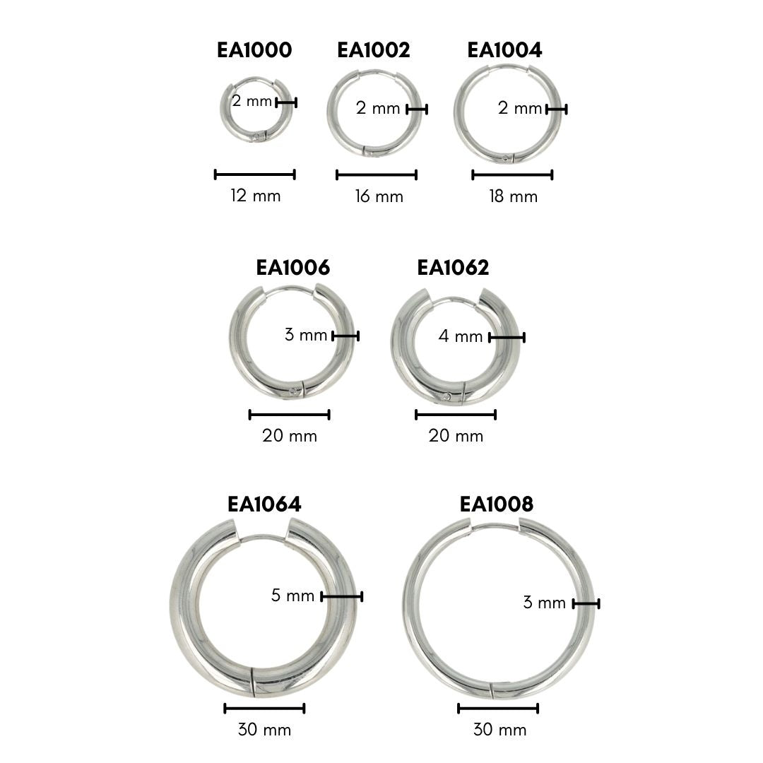 Classic smooth silver earring of 18x2 mm