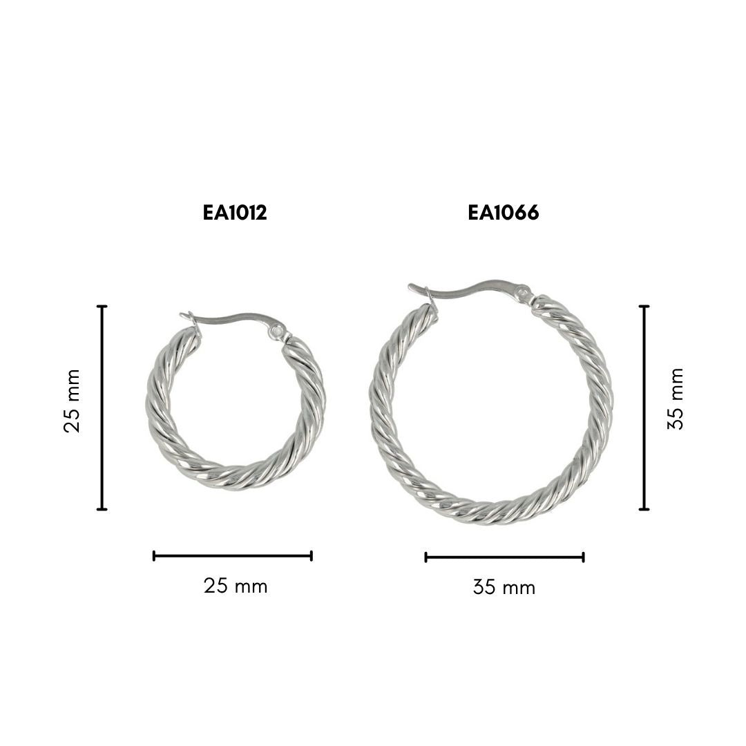 Elegant Silver Twisted Earrings 35x3 mm