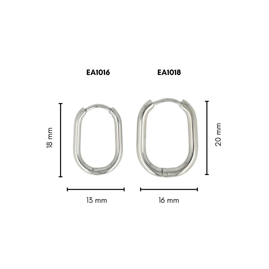 Stijlvolle zilveren en edelstalen oorringen 18x2 mm