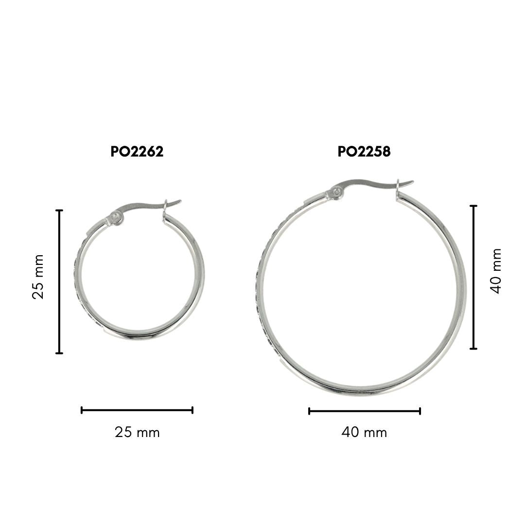 Silver Earrings with Black Zirconia - 40mm