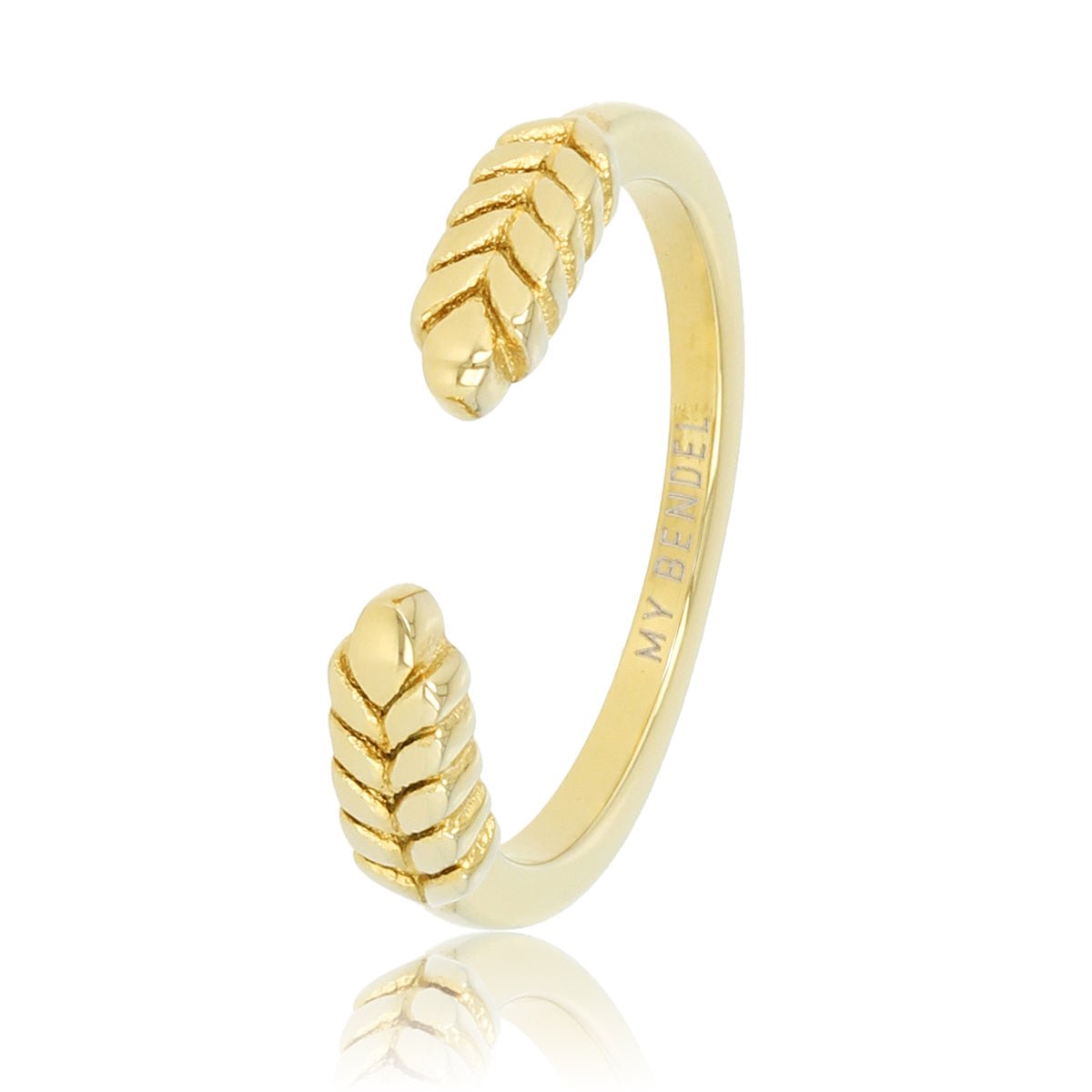 Open ring met bladmotief - goud - 3,5 mm - Stainless steel - My Bendel