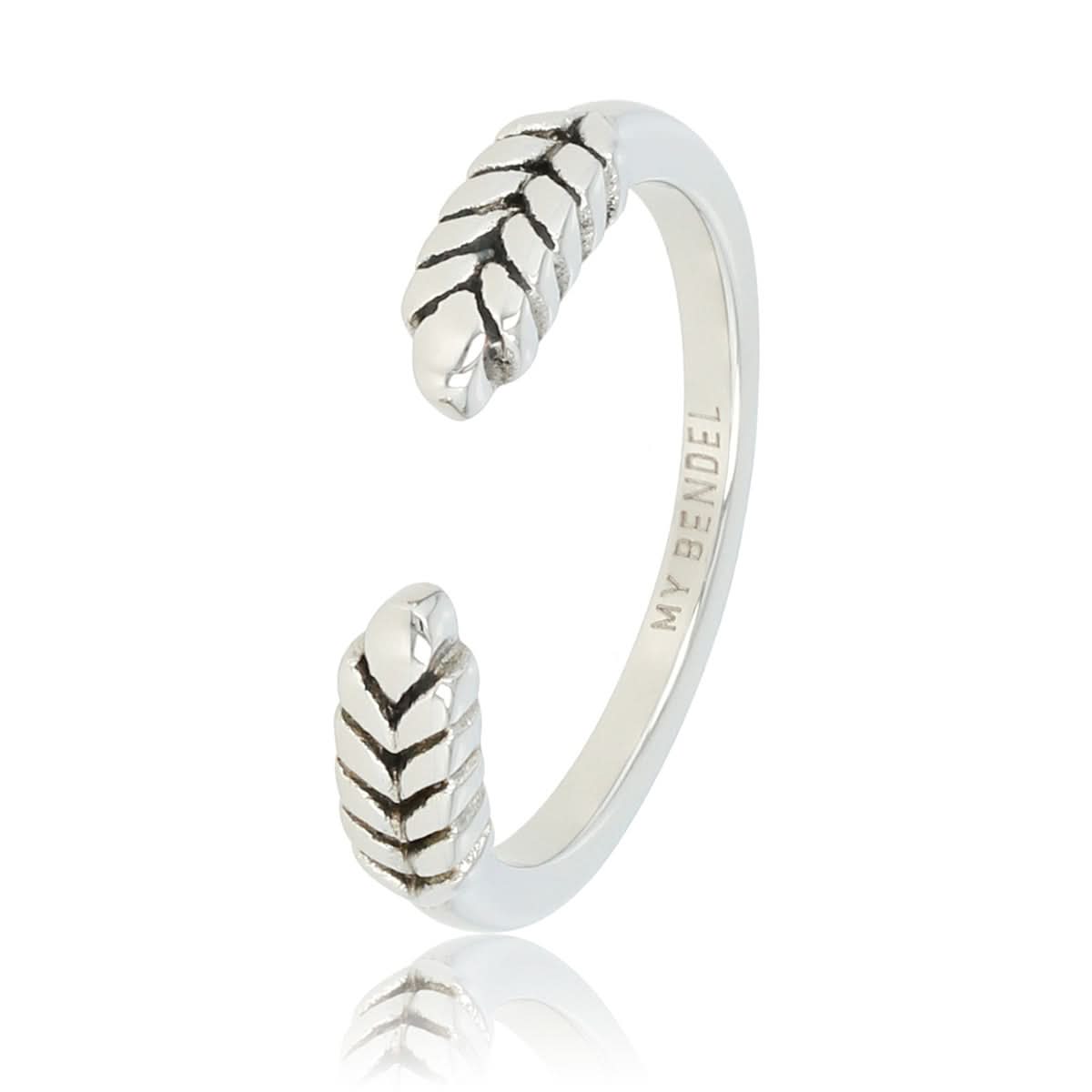 Open ring met bladpatroon - Verkleurt niet - 3,5 mm breed - My Bendel