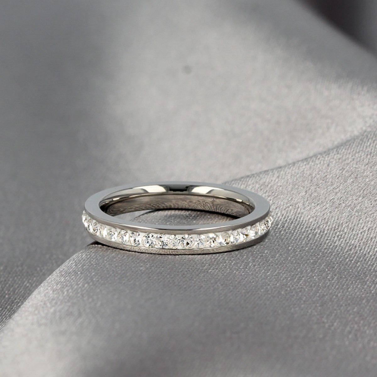 Zilveren ring met zirkonia - 3 mm breed - hypoallergeen