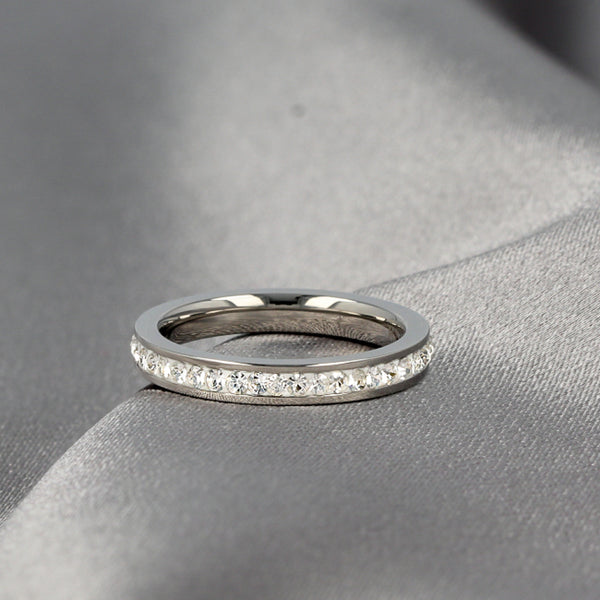Zilveren ring met zirkonia - 3 mm breed - hypoallergeen