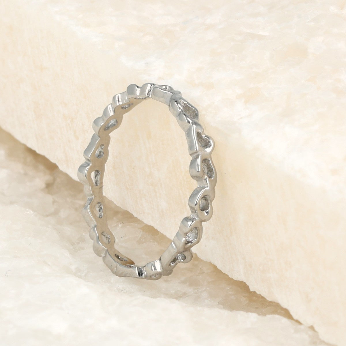 Zilveren ring met hartjespatroon - 3,5 mm Stainless steel