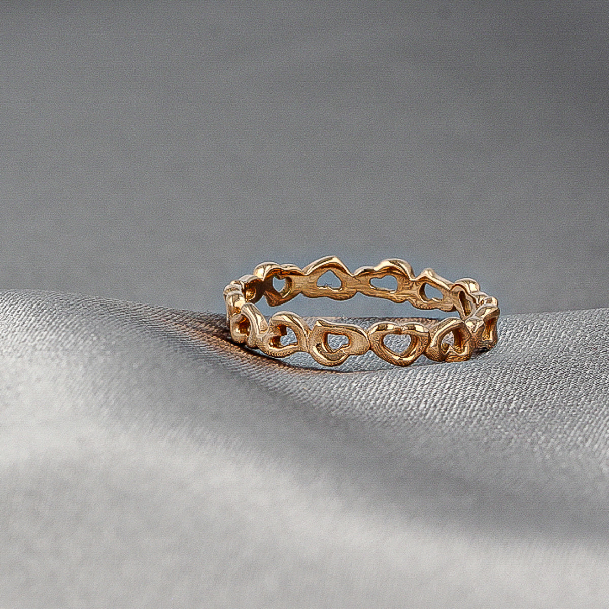 Rosegouden ring - open hartjes patroon - 3,5 mm breed