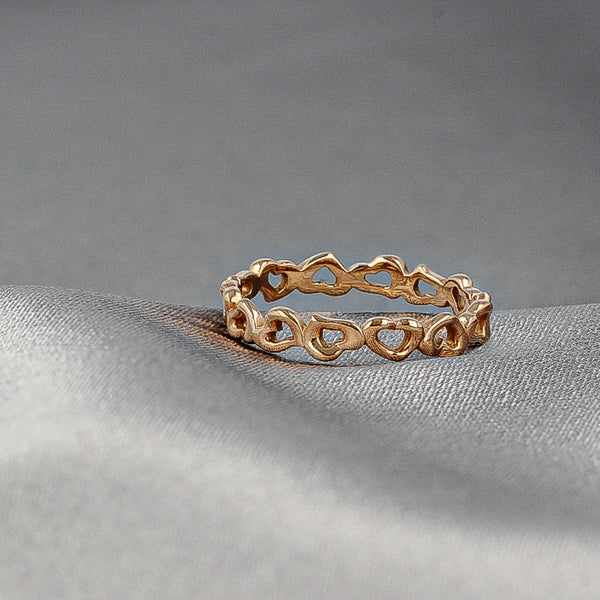 Rosegouden ring - open hartjes patroon - 3,5 mm breed