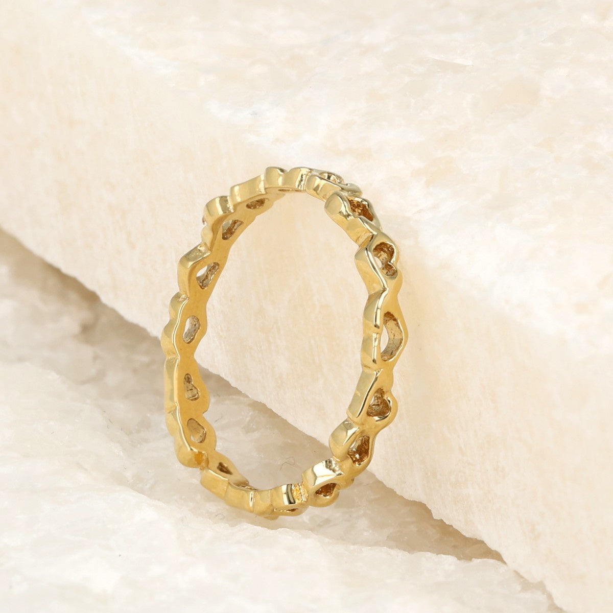 Gold ring - open heart pattern - hypoallergenic