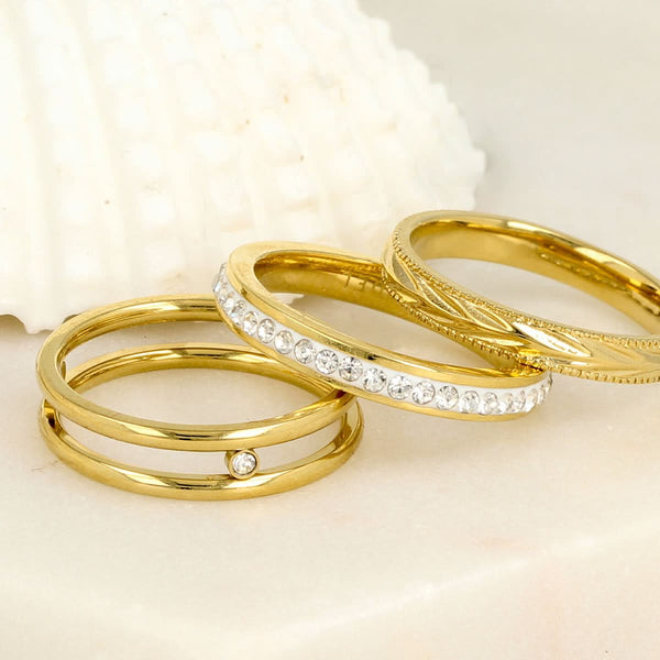 Gouden ring met bladmotief - 3,5 mm - verkleurt niet