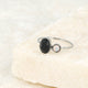 Silver stacking ring - Black and quartz glass stone