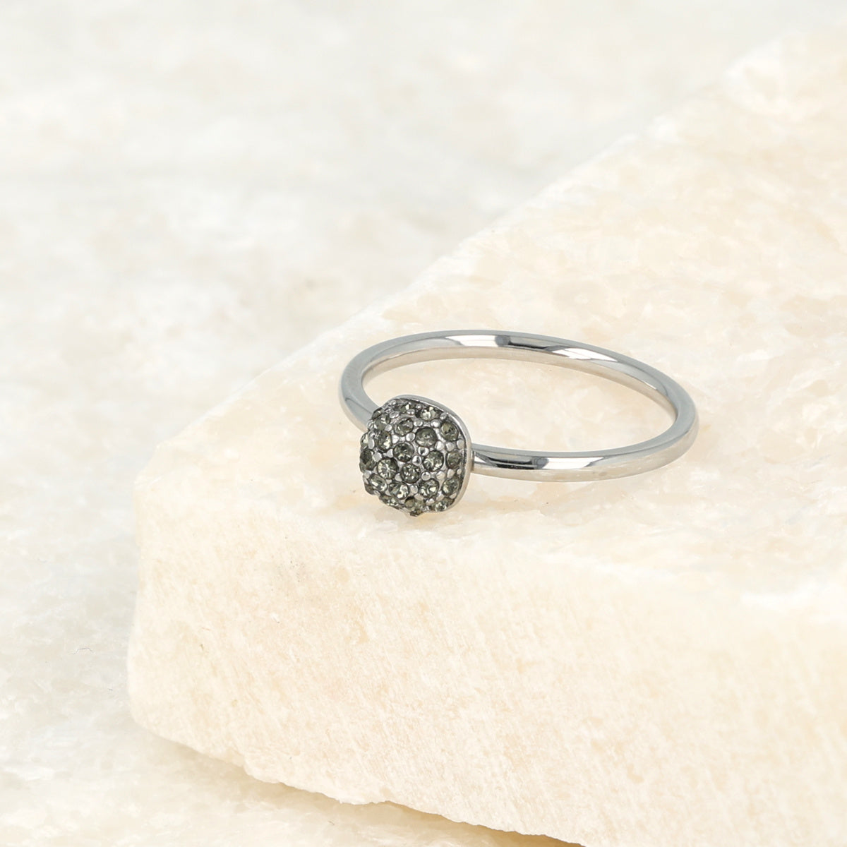 Ring zilver met groene zirkonia - minimalistisch Stainless steel