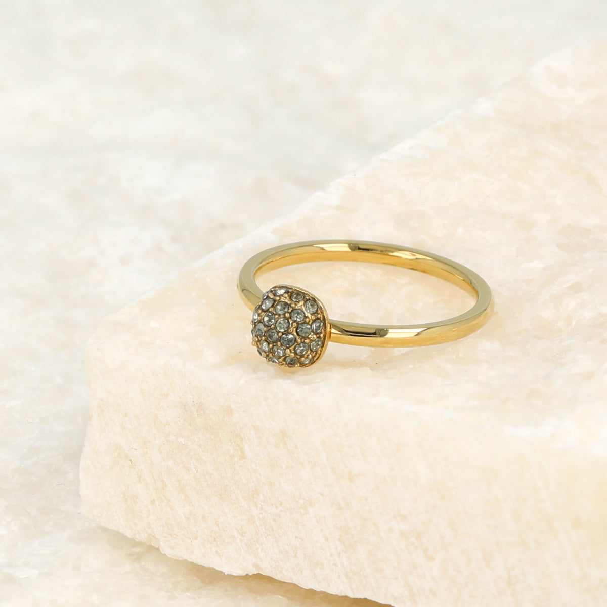 Gouden ring met groene zirkonia - Minimalistisch Stainless steel