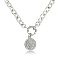 Silver chain with large links and coin pendant