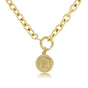 Gold chain with large links and coin pendant