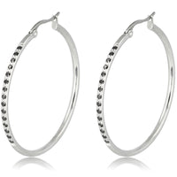 Silver Earrings with Black Zirconia - 40mm