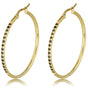 Elegant Gold Earrings with Black Zirconia 40mm