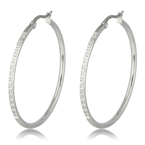 Radiant Silver Earrings with Zirconia