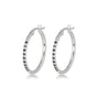 Elegant Silver Earrings with Black Zirconia 25mm