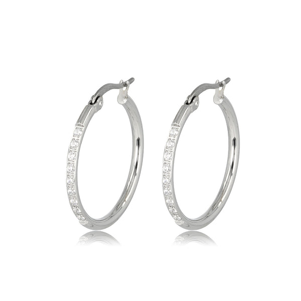 Radiant Silver Earrings with Zirconia Crystals