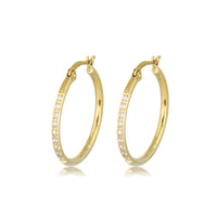 Stralende Gouden Oorringen met Zirkonia  25mm