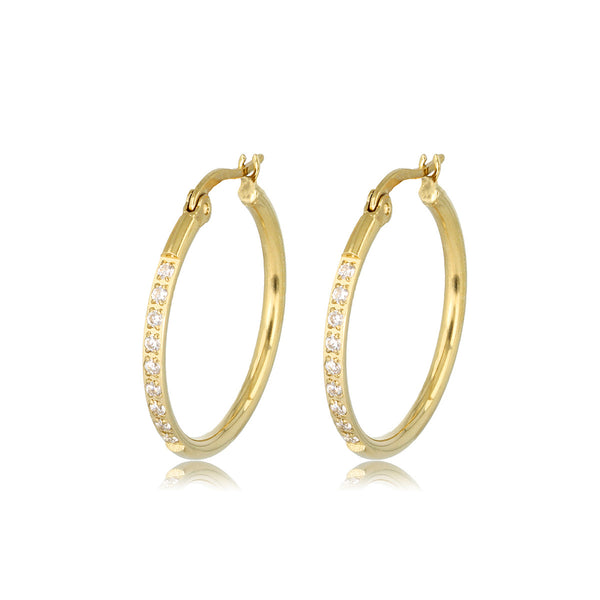 Stralende Gouden Oorringen met Zirkonia  25mm