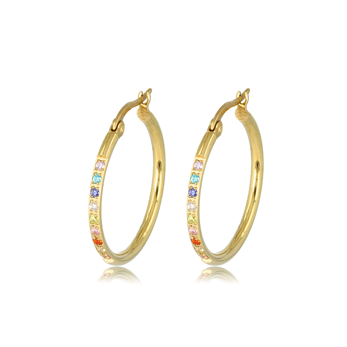 Funkelnde Regenbogen Zirkonia Ohrringe 25mm
