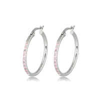 Rosa Zirkonia Silberne Ohrringe 25mm Eleganz
