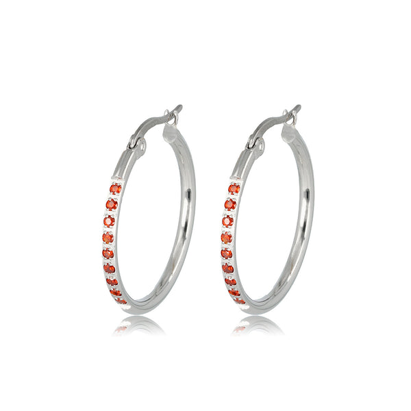 Radiant Silver Earrings with Red Accents 25mm