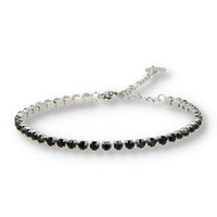 Silver tennis bracelet with black zirconia stones