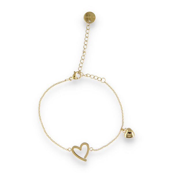 Gouden bedelarmband met hartjes - verstelbaar